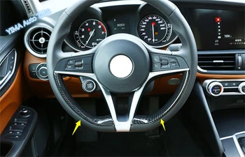 

Lapetus Car Styling Steering Wheel Carbon Fiber Style Strip Cover Trim Fit For Alfa Romeo Giulia 2016 2017 2018 2019 2020 / ABS