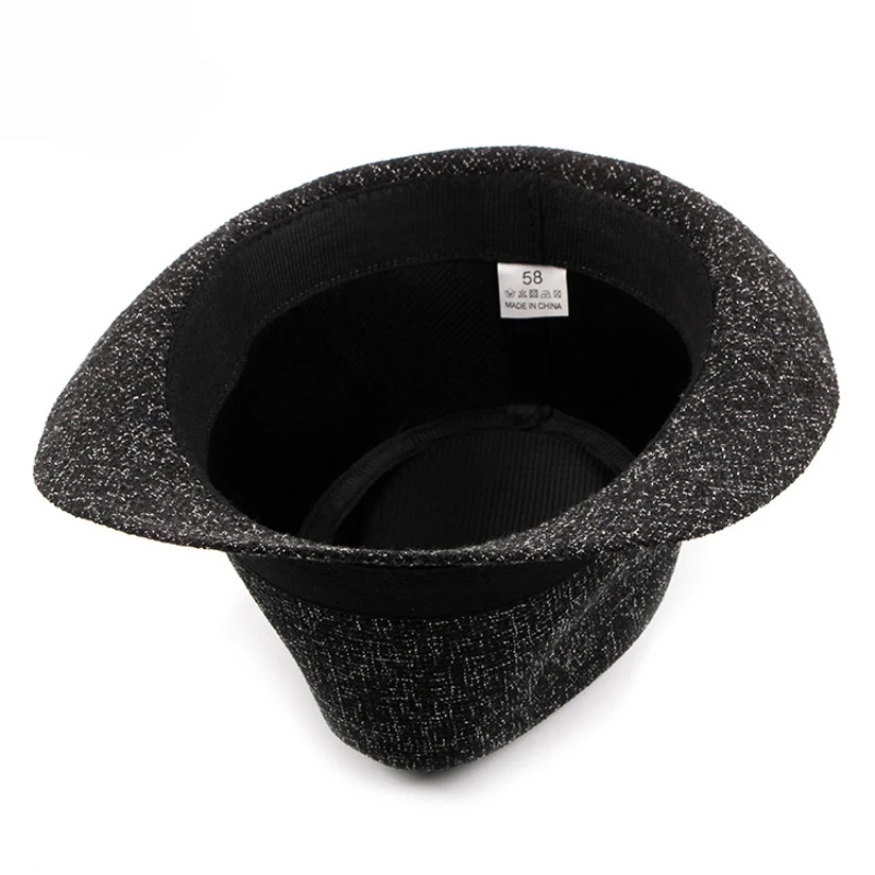 HT1750 Новинка Осень Зима Fedoras мужские и женские повседневные шляпы Trilby Bowler унисекс черный ремешок джазовые шляпы широкий джазования с полями шляпа Fedora