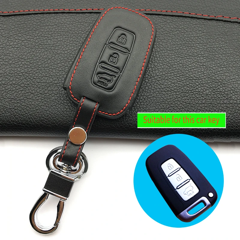Популярные сумки, основные Чехлы, комплекты из кожи, чехлы для автомобильных ключей для hyundai IX45 Santa Fe(DM) 2013, 3 кнопки, чехол для ключей