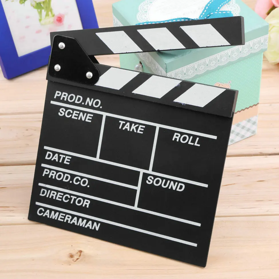 

Wood 20x20x1.5cm Director Video Scene Clapperboard TV Movie Clapper Board Professional Film Slate Cut Prop