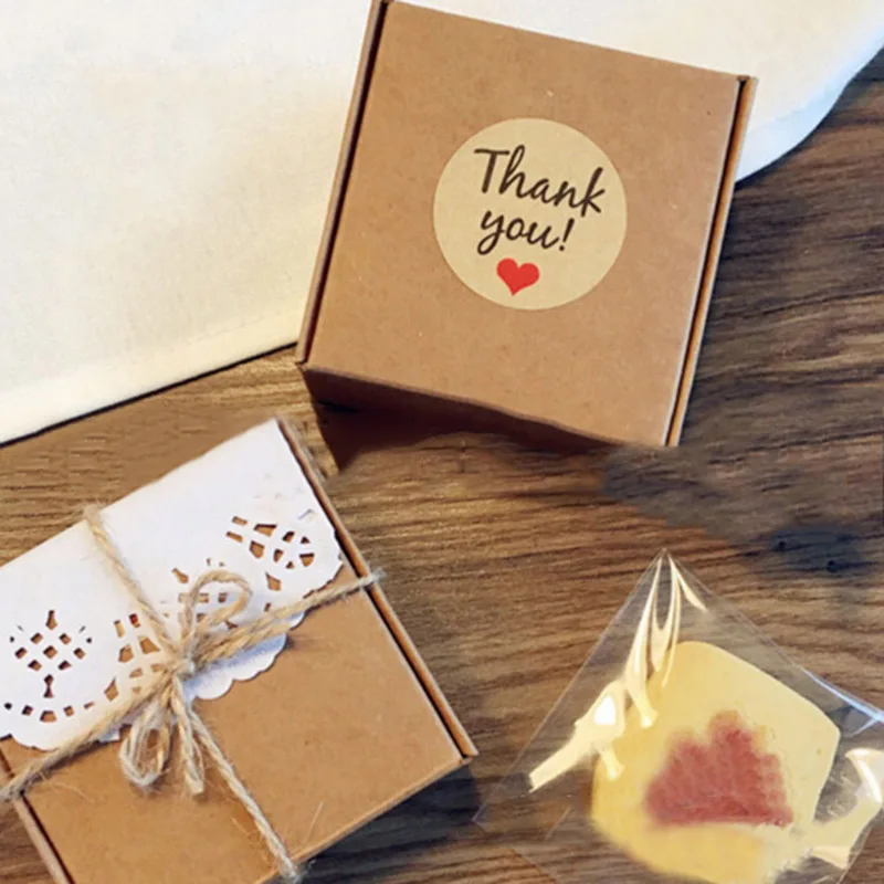 

10 sheets/lot Thank you Sealing Label Adhesive Stickers Kraft Baking Paper Stickers For Gift Box Handmade Craft Sticker Supplies