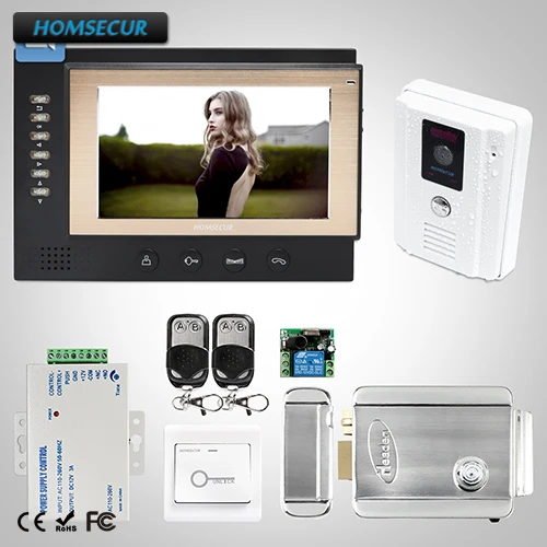 

HOMSECUR 7" Wired Video Door Entry Phone Call System with One Button Unlock 1C1M : TC011-W Camera(White)+TM701R-B Monitor(Black)