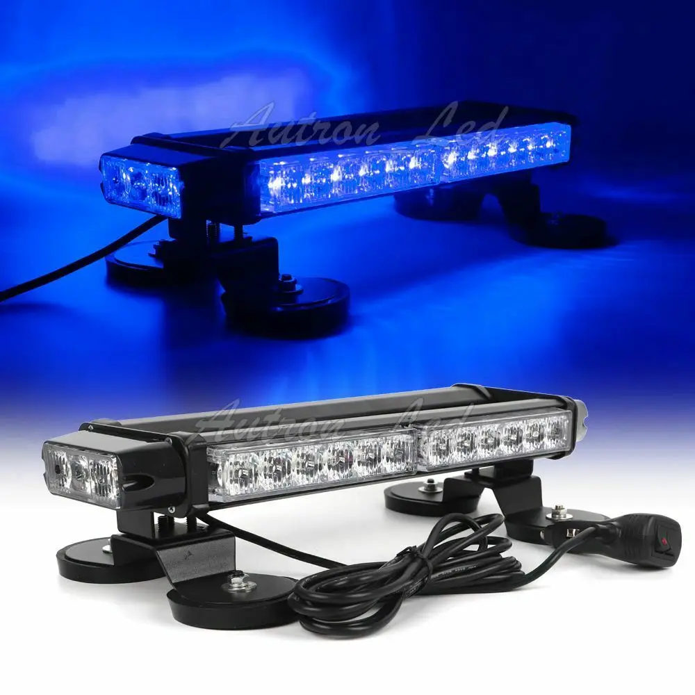 

16" 30W LED Blue Beacon Rooftop Double Side Mini Security Signal Strobe Lightbar