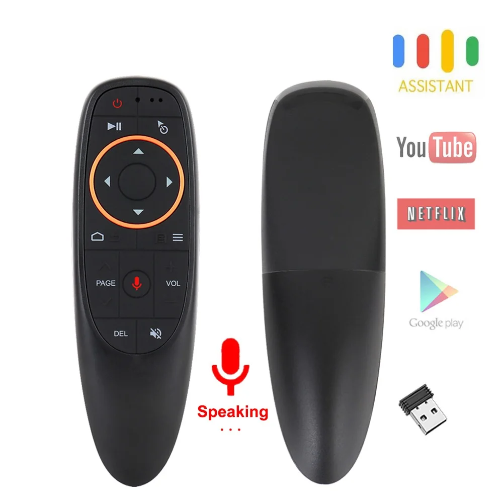 

G10 Voice Air Mouse with USB 2.4GHz Wireless 6 Axis Gyroscope Microphone IR Remote Control For Android tv Box, Laptop, PC