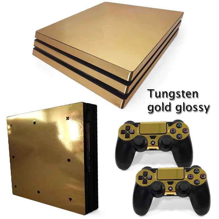 OSTSTICKER Gold Glossy Vinyl Skin Sticker For Playstation 4 Pro for