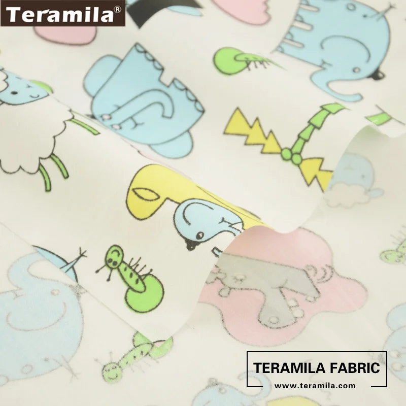 Ткань Teramila 100% хлопок саржевый материал простыня одежда Мультяшные животные
