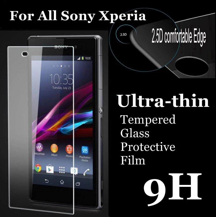 2.5D Закаленное стекло для Sony Xperia Z1 Z2 Z3 Z4 Z5 Compact Ppremium M2 M4 Aqua M5 Защитная пленка экрана