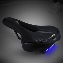 MTB Bicycle Saddle With Tail Light Hollow Wide Breathable Soft Road Bike Cushion Seat Cycling Bicycle Saddle Bike Parts bike saddle with tail light mtb bike leather rail hollow gear soft bicycle taillight cycling seat saddle cover