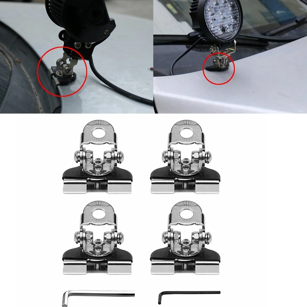 

Universal A Pillar Hood LED Work Light Bar Mount Bracket Clamp Holder 304 Stainless Steel Offroad For Jeep TJ JK Truck Car Motor