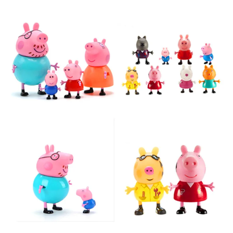 

Peppa pig George pink pig Family Pack Dad Mom Action Figure Original Pelucia Anime Toys Boy girl gift