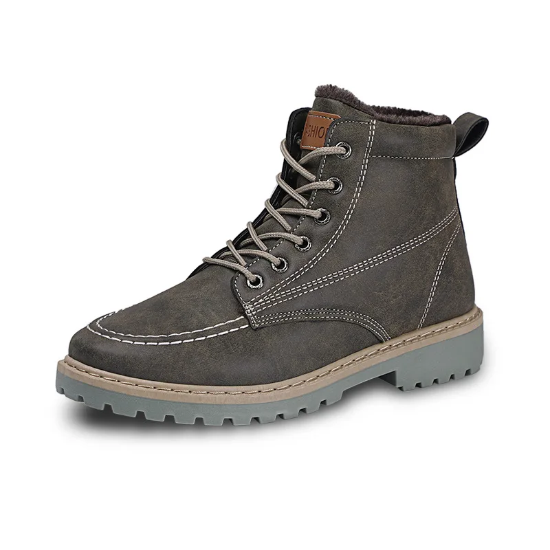

New men's retro overalls boots, 100 sets of men's boots, cotton shoes, leather boots, low-barrel thermal Martin boots K08