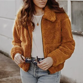 

Women Teddy Coat Ladies Winter Casual Warm Jacket Coat Fashion Lapel Shaggy Jackets Overcoat Plus Size Outwear