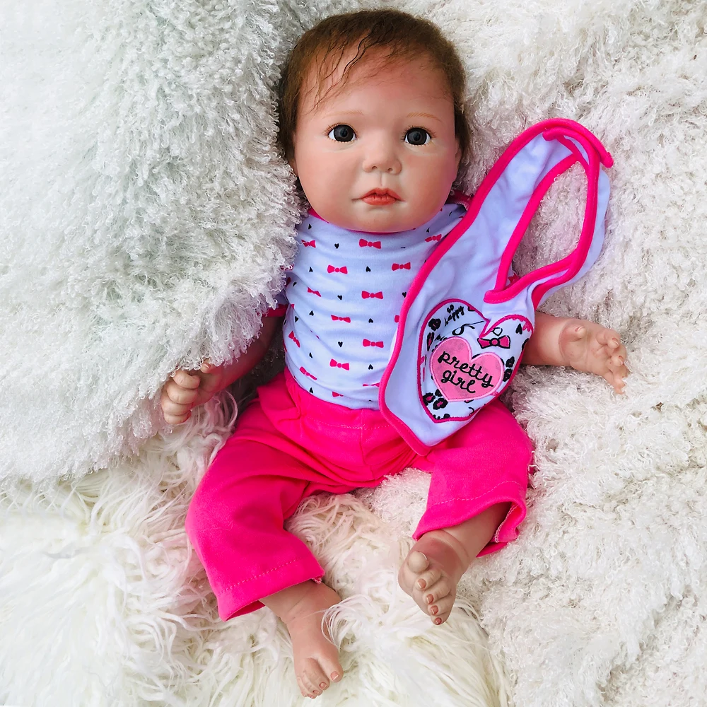 

new bebes Reborn doll Girl 50 cm Realistic silicone Reborn Baby Dolls toy soft cloth body Children's Day Gifts Bed Time Playmate