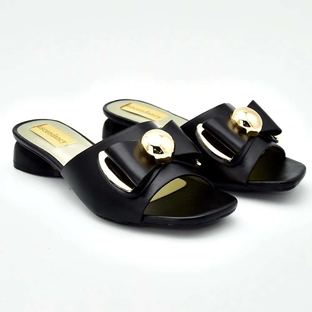 

2019 new arrival low heel 1.5 inches and size 38 to 42 elegant black color women shoes sandals for party lady shoes SS013-4
