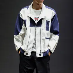 Для мужчин High street fashion повседневное хип хоп куртка мужской сращены свободные уличная пальто Верхняя одежда плюс размеры M-5XL