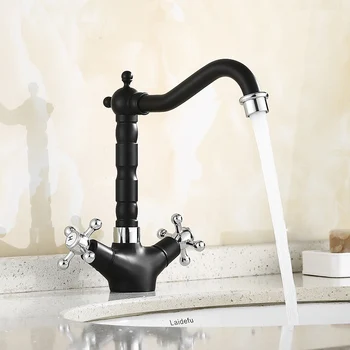 

Basin Faucet Chrome/Chrome and black Brass Crane Bathroom Sink Faucet 360 Degree Swivel Dual Handle Kitchen Washbasin Mixer Taps