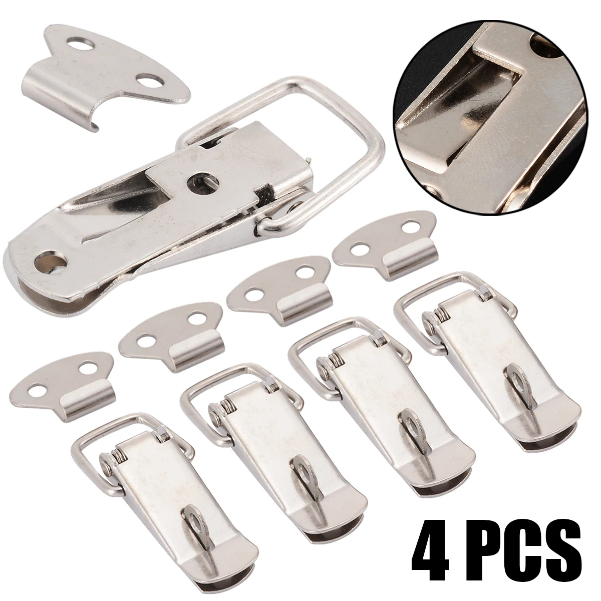 4Pcs Stainless Steel Spring Toggle Latch Clasp Case Catch Lock Buckle Iron Hasp For Case Chest Lock Box
