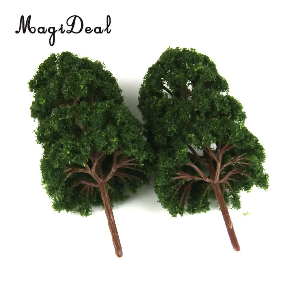 MagiDeal 10Pcs Plastic Model Trees Train Railway Wargame Diorama Architecture Village Layout HO Scale for Classroom House Decor