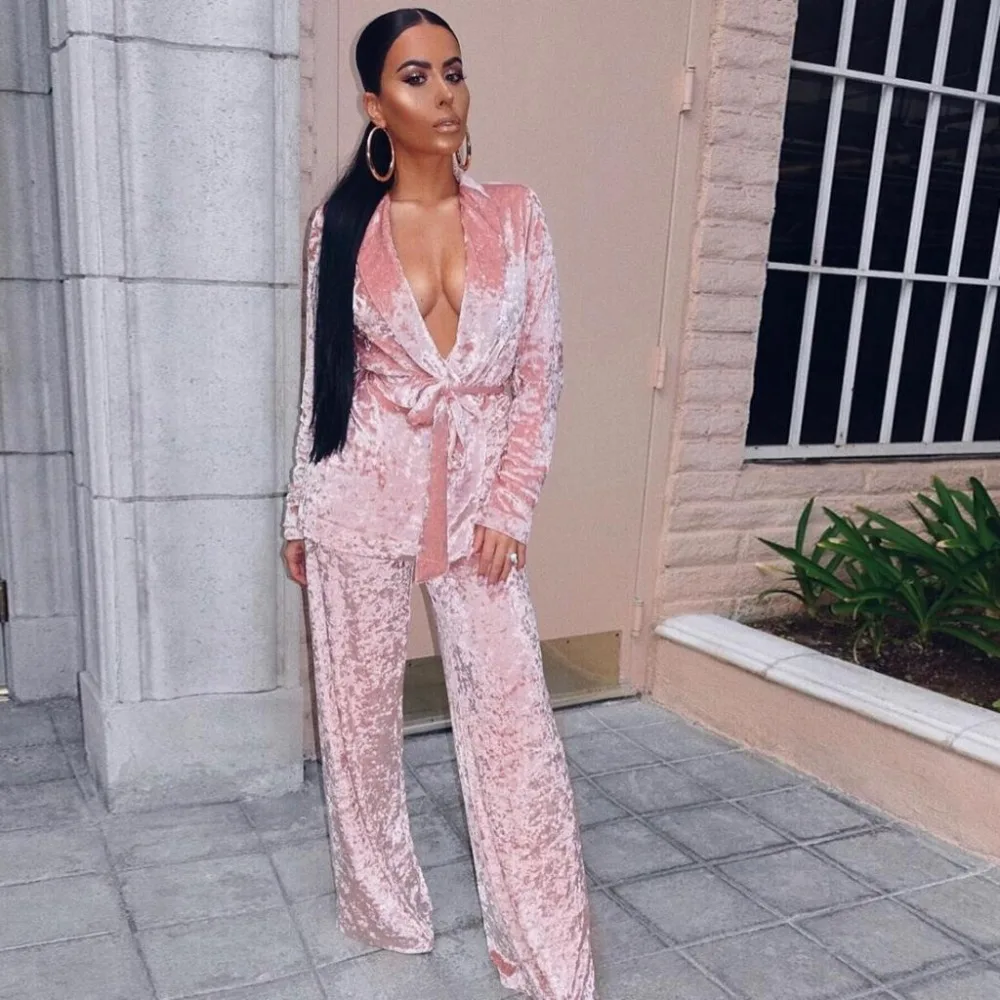 Two Piece Suit Nightwear Pajamas Set Women Casual Coat And Pants 2