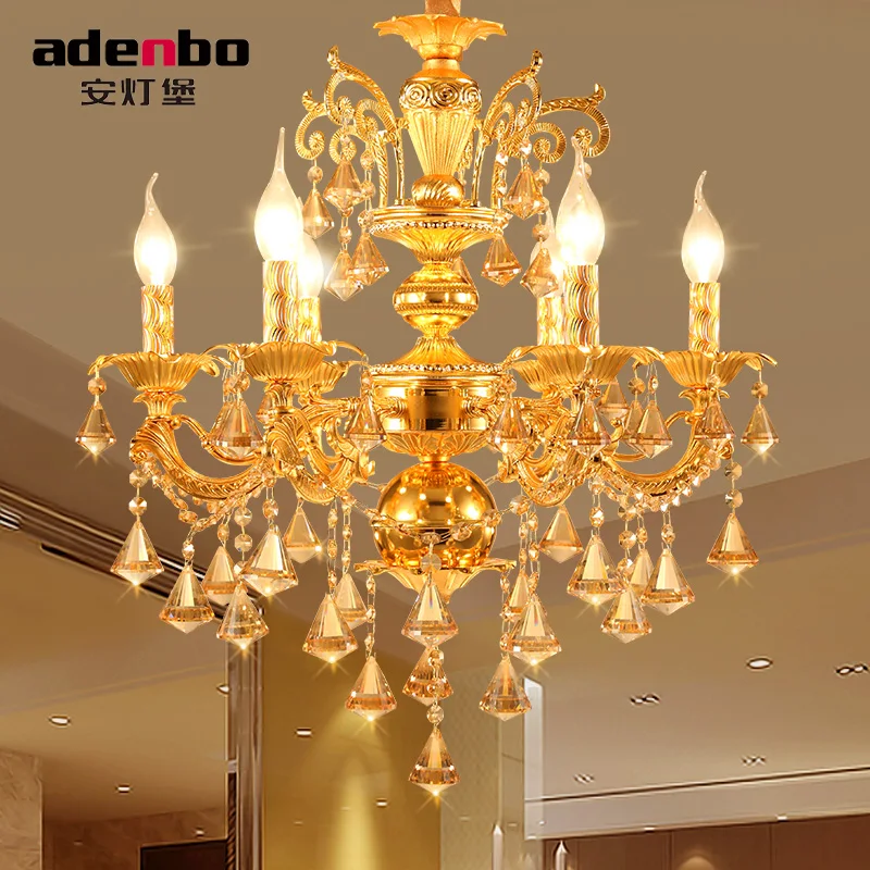 

Modern Candle Chandelier Wrought Gold LED Crystal Chandeliers Lighting Fixture Switch Control Hanging Lamp For Decor