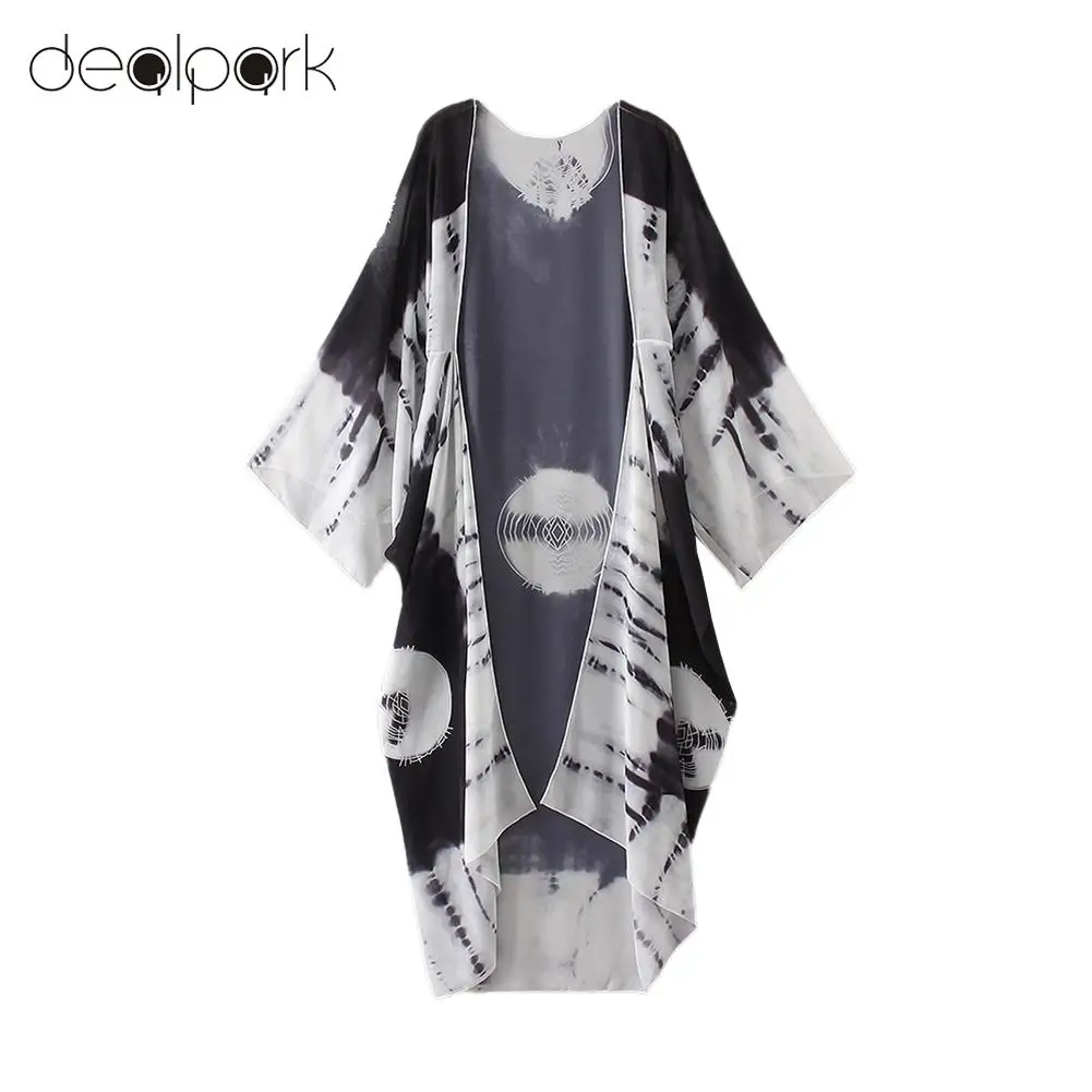 DEELIN Summer Women Floral Printed Chiffon Kimono Cardigan Shawl Blouse Tops Cover Up