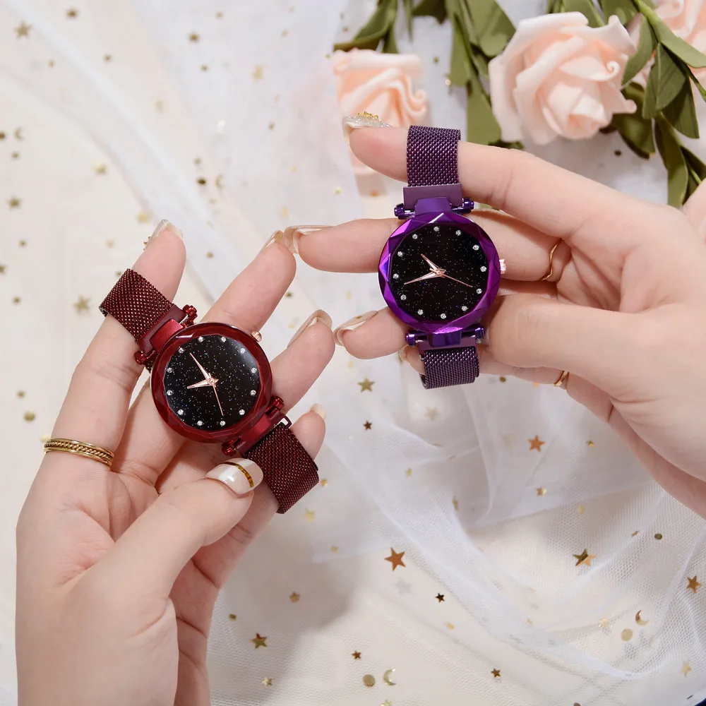 

Luxury Rose Gold Women Watch Magnet Starry sky Wrist Watch For Ladies Female Wristwatch Women Gold reloj mujer relogio feminino