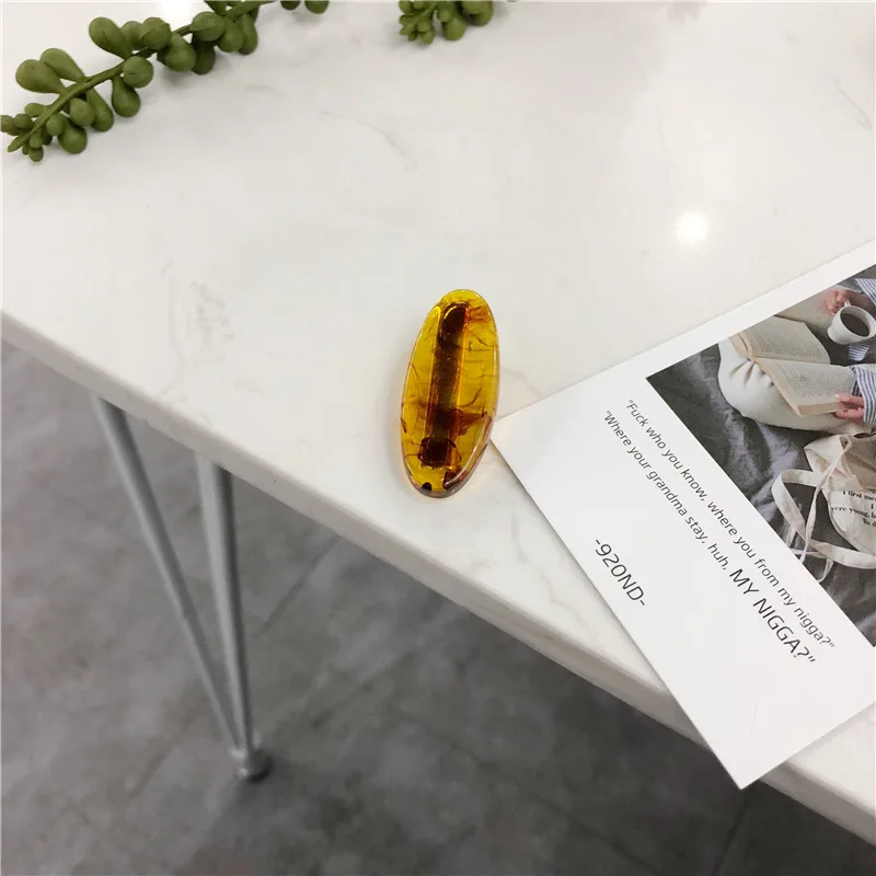 Новинка 2019 корейские заколки для волос милые овальная текстура камня заколка Инс