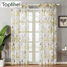 Topfinel Bien vendido ventana de tul moderna cortinas translúcidas modernas para la sala de estar con dibujos de flores de tul para la cocina