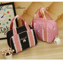 Черный, розовый балетный рюкзак для девочек, милые танцевальные сумки для малышей, пуанты, вышитые кружевные балетные сумки для танцев для детей, as8640