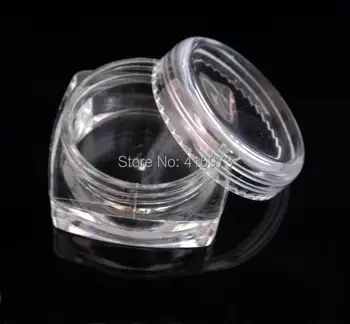 

500pcs/lot 5ml diamond square plastic jar clear black color 5g cream jar for sample sack eyeshadow jar empty nail powder jar