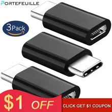 

Portefeuille 3pcs Micro USB 2.0 to Type-C Data Charge Cable Adapter Converter Connector for Huawei P9 P20 Xiaomi 5S Smart Device