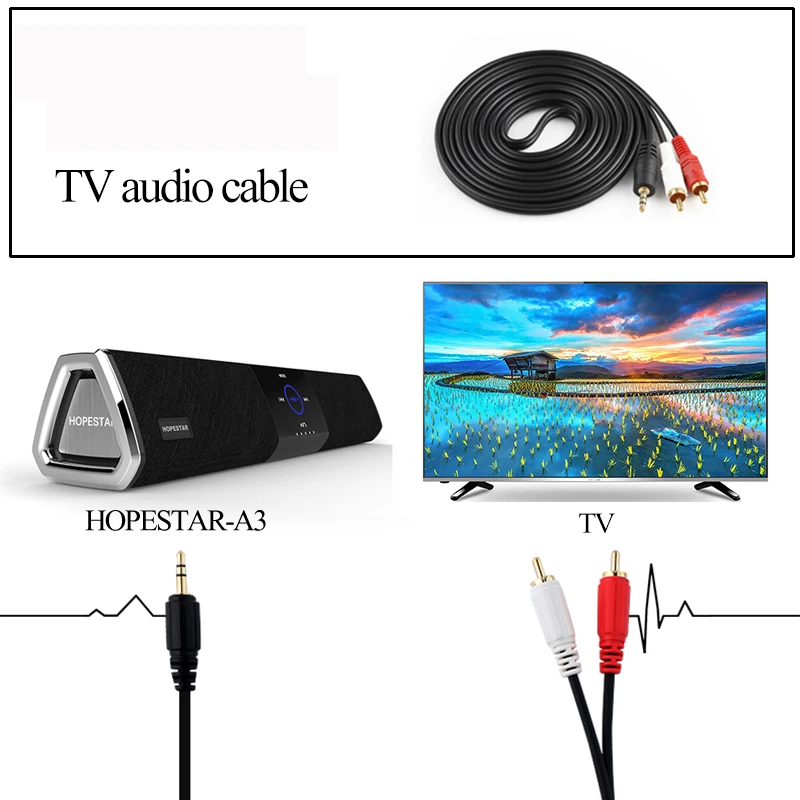 HOPESTAR A3 Bluetooth Speaker 20W tv soundbar Wireless Portable stereo Bass Subwoofer Home theater system Audio PC sound bar box