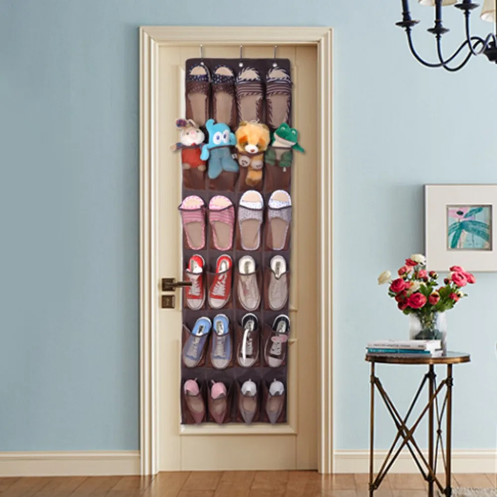 24 Pockets Non Woven Shoes Hanging Storage Bag Shoes Holder Rack