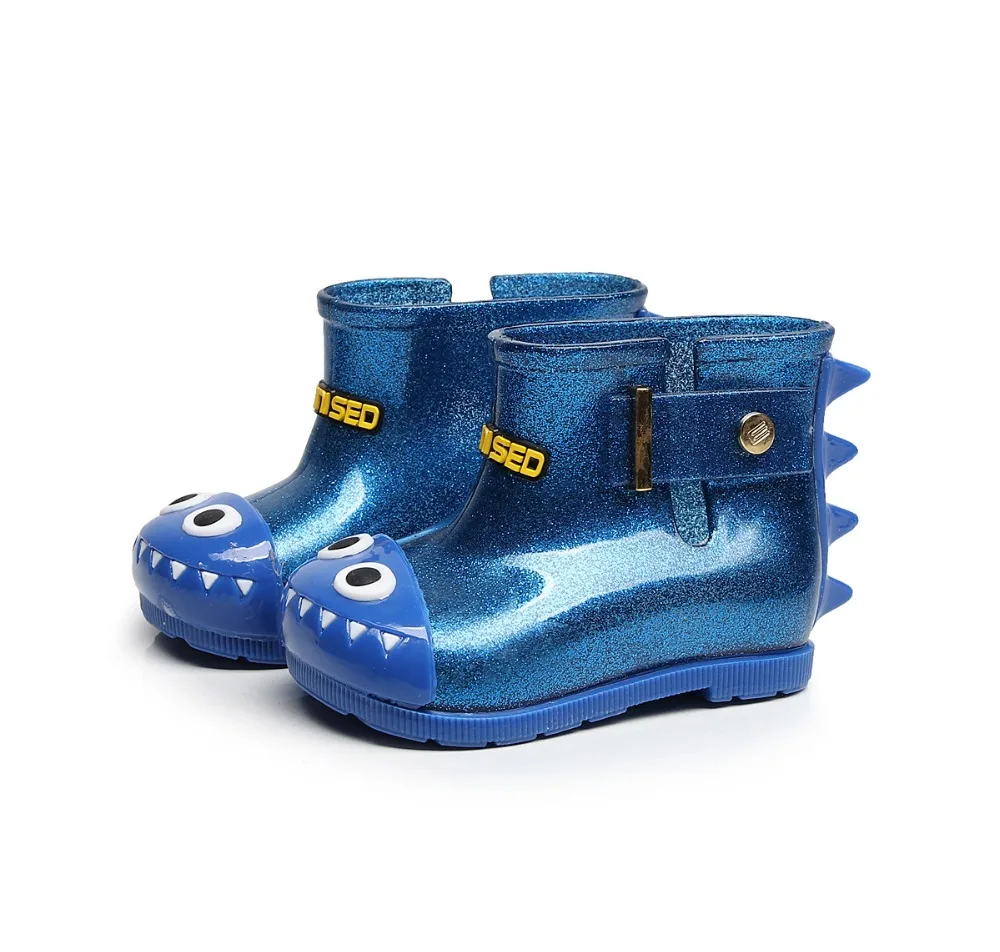 Резиновые сапоги для маленьких девочек, детские сапоги до середины икры, непромокаемая прозрачная обувь, резиновые сапоги для малышей, Брендовая обувь с блестками для мальчиков