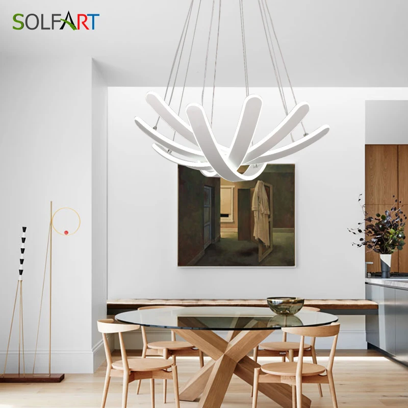 Светодиодная лампа SOLFART современные люстры с затемнением белые подвески абажур