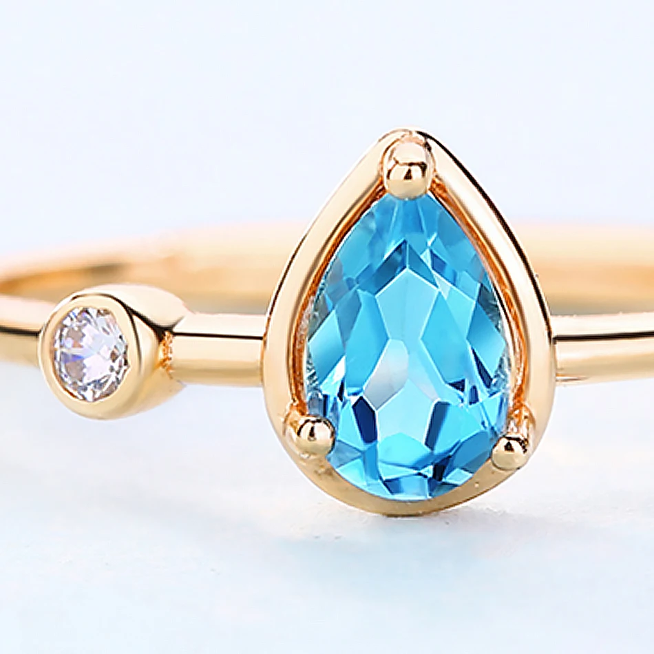 ALLNOEL Solid 925 Sterling Silver Gold Ring For Women 100% Natural Blue Topaz Heart Gemstone Stacking Rings Luxury DIY Jewelries (6)