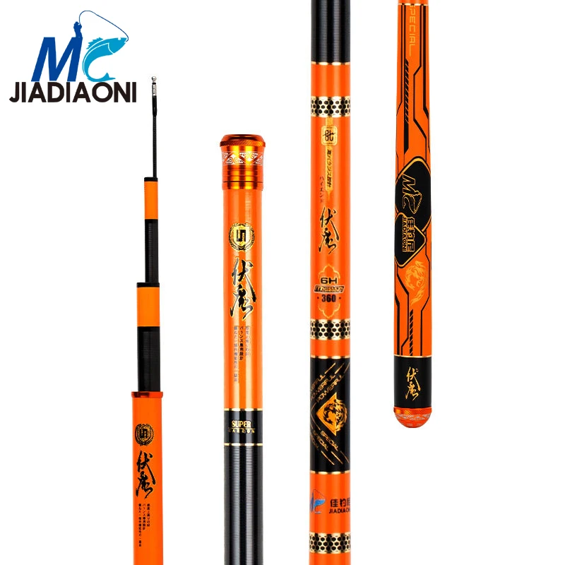 

JIADIAONI 6H/8H Taiwan Stream Fishing Rod Carbon Super Hard Telescopic Fish Pole 19 Tune 3.6-4.8m Fly Carp Fishing Rods MA04236