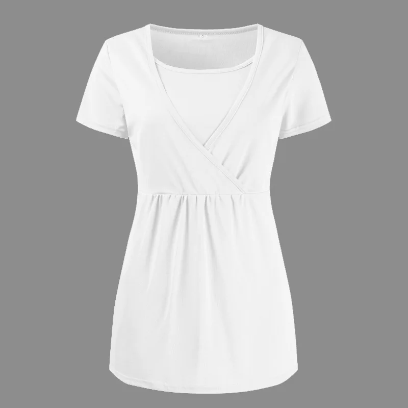 Loozykit Pregnancy Nursing Tops Short Sleeve Maternity Breastfeeding Tees Feeding T-shirts Clothes For Women Maternity Clothing