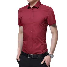 Мужская одежда Новая летняя мужская однотонная приталенная рубашка деловая Повседневная рубашка с коротким рукавом мужская рубашка 5XL