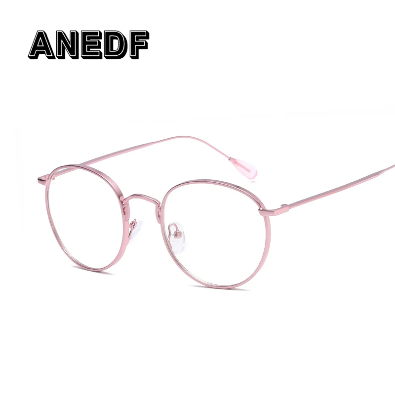 

ANEDF Small Round Glasses Clear Lens Unisex Gold Round Metal Frame Glasses Frame Men Women Black UV Oculos Eyewear