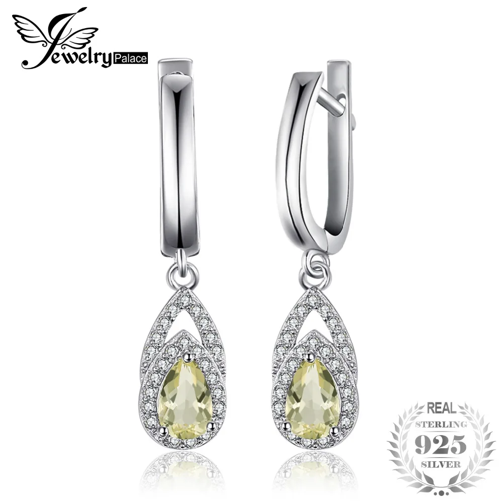 

JewelryPalace Elegant 0.93 ct Natural Lemon Quartz Water Clip Earrings Real 925 Sterling Silver Fashion Brand Woman Fine Jewelry