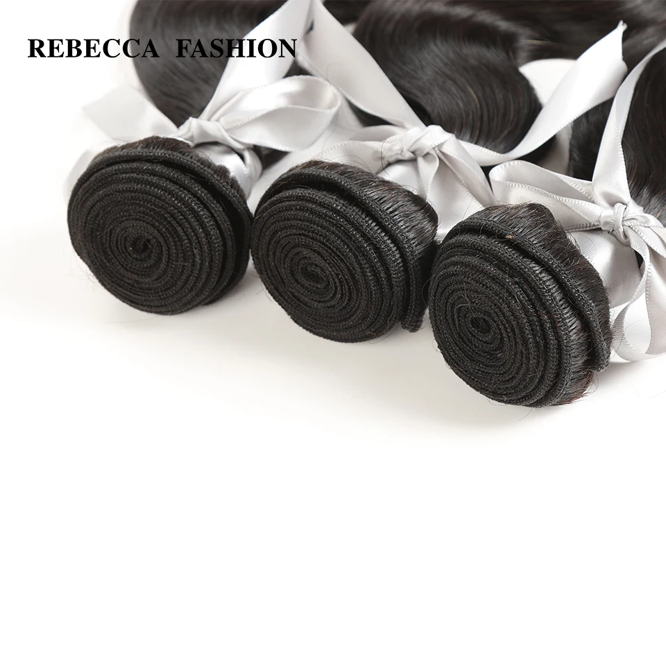 Rebecca Brazilian Hair Weave Bundles Remy Human Hair Extensions 1/3/4 Pcs Double Weft 8 to 30 Inch Body Wave Bundles