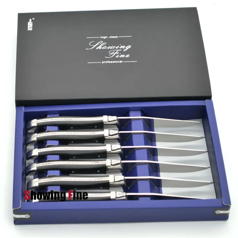 Super Quality Stainless Steel Steak Knives with Layerwood Handle 6pcs