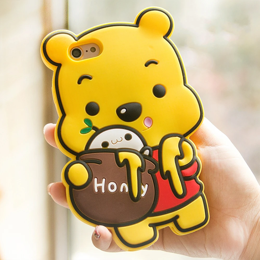 

NEW 3D Cute Cartoon Winnie Pooh Case Soft Silicone Rubber Back Cover Case for iPhone XS MAX XR 8 5 5S 6 6S 7 Plus Phone bag