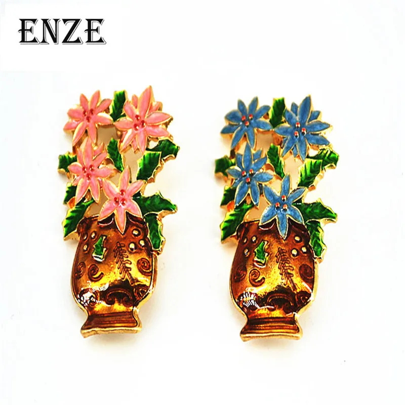 ENZE New Women's Accesses Exquisite cute color droorip glaze potted brooch backpack coat sweater accessories For women and men |
