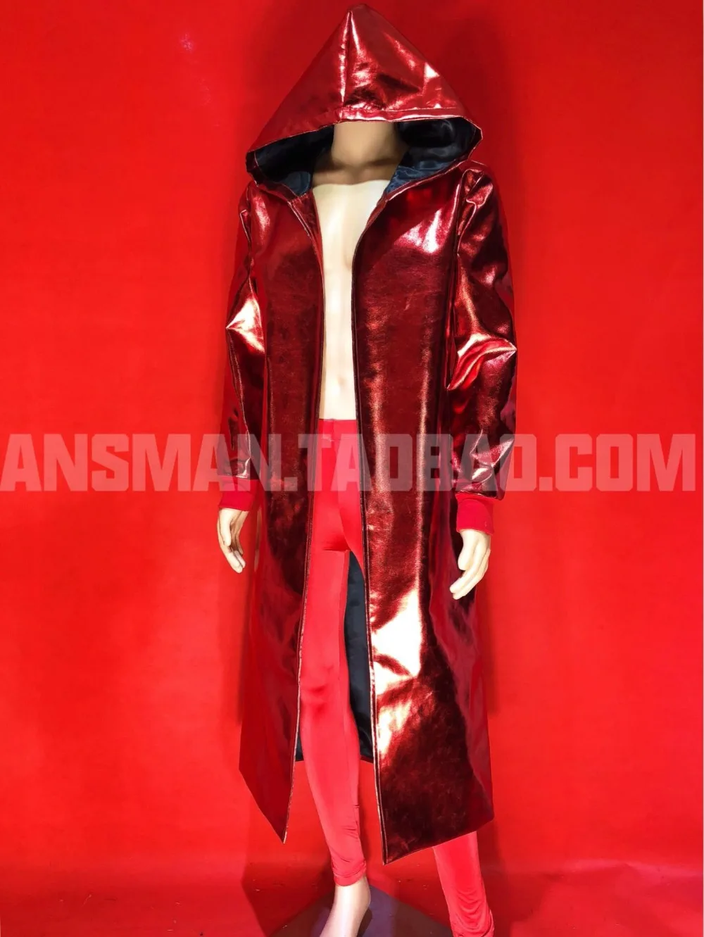 M-6XL! ночной клуб бар мужской певец Новогодняя тема Красный волшебный цвет длинное Свободное пальто сценические костюмы