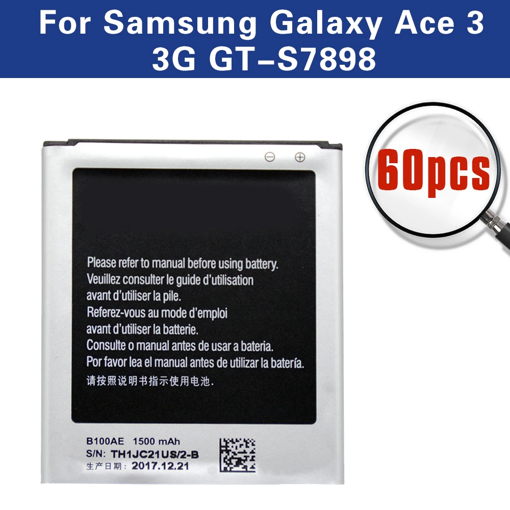 60pcs Battery B100AE For Samsung Galaxy Ace 3 4 S7898 S7272 S7568i S7278 i679 S7270 S7262 i699i G313H G318h Wholesale Accu | Мобильные