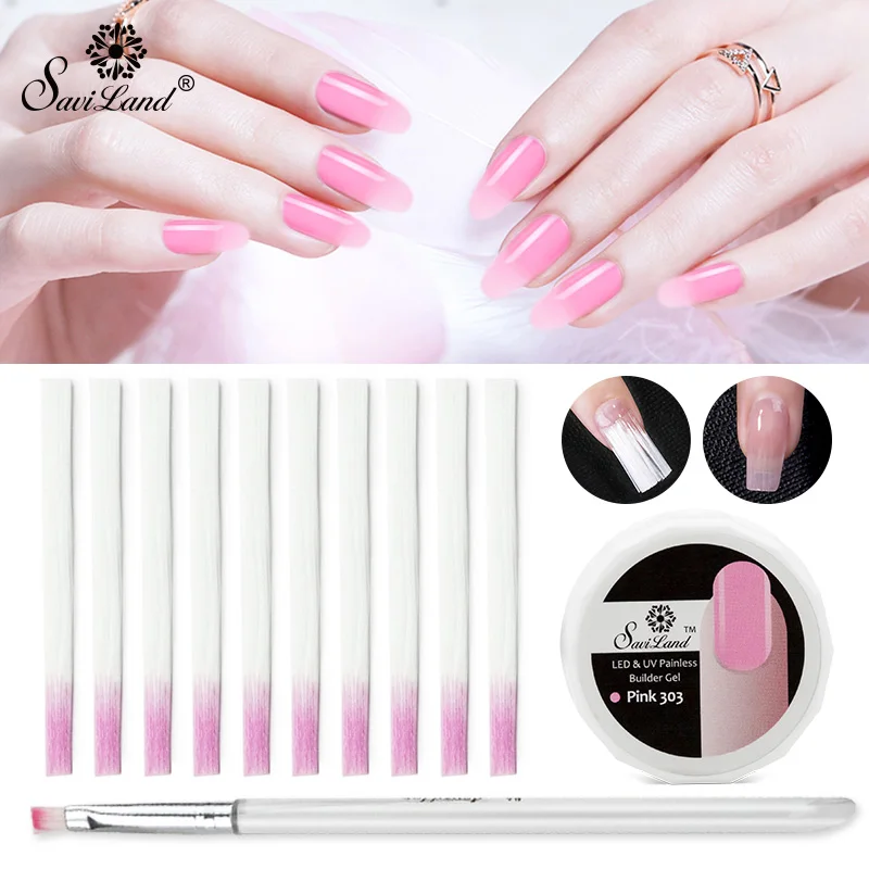 

Saviland Fiberglass Nail Extension Set Clear Acryl UV Gel Varnish Pink Wit Clear Acryl UV Gel Losweken Manicure Kit