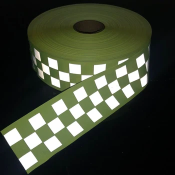 

Fluorescent yellow & Fluorescent orange Warning Tape with Small Square for safety sew on clothing