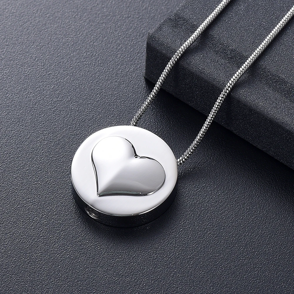 Love Heart Memorial Urn Necklace For Ashes Stainless Steel Cremation